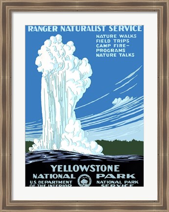 Framed Yellowstone National Park poster 1938 Print