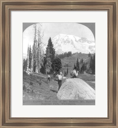 Framed Washington - Mount Rainier - resting at Camp Muir, before Gibralter Rock 1922 Print