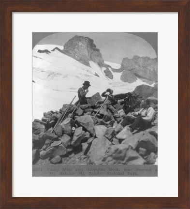 Framed Washington - Mount Rainier Toiling up a snowfield Print