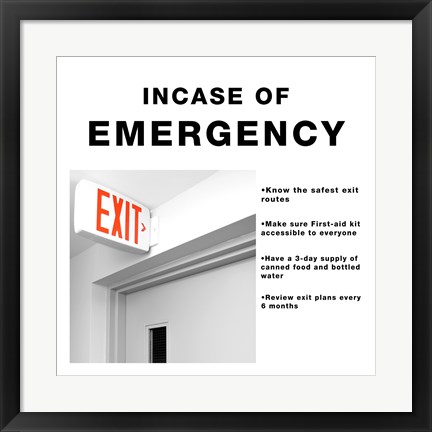 Framed In Case Of Emergency Print