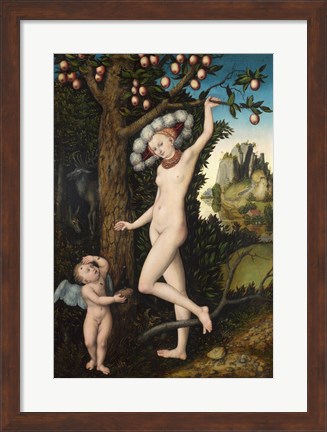 Framed Lucas Cranach the Elder - Cupid complaining to Venus Print