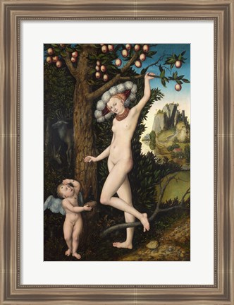 Framed Lucas Cranach the Elder - Cupid complaining to Venus Print