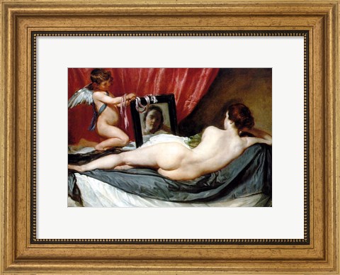 Framed Venus At Her Mirror Print