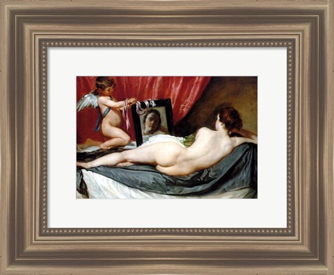 Framed Venus At Her Mirror Print