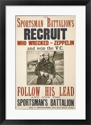 Framed Sportsman Battalion&#39;s Recruit Poster Print