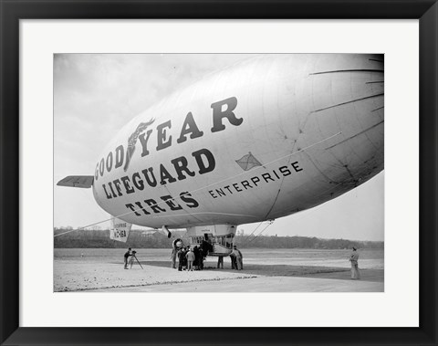 Framed Goodyear Blimp at Washington Air Post, 1938 Print