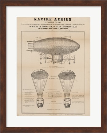 Framed Navire Aerien Blimp Print