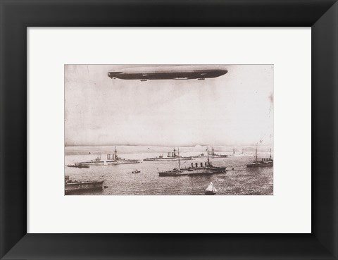 Framed Zeppelin - B&amp;W in the air Print