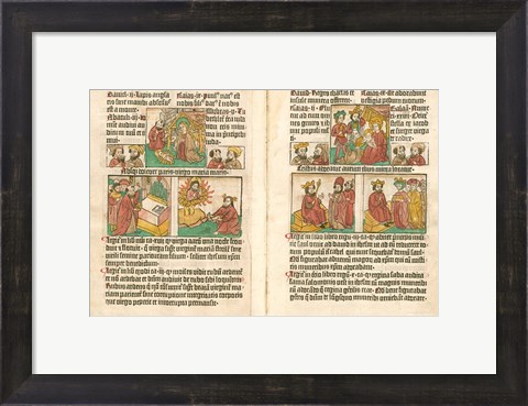 Framed Spread from the Biblia Pauperum printed by Albrecht Pfister Print