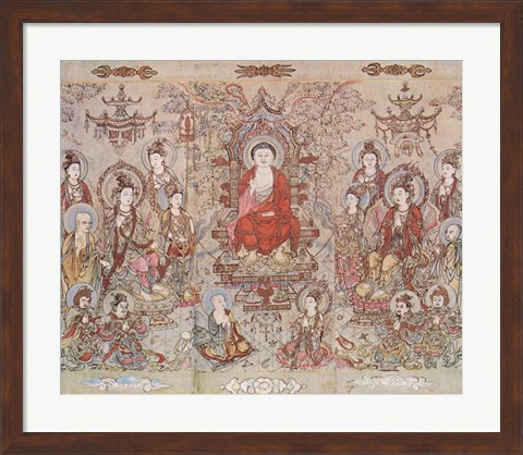 Framed Chang Sheng Wen Buddha Print