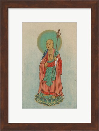 Framed Buddha Standing on a Lotus Print