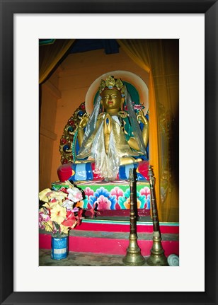 Framed Statue of Buddha in a temple, Paugha, Annapurna Range, Nepal Print