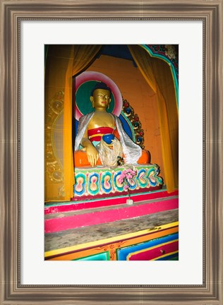 Framed Statue of Buddha in a temple, Paugha, Annapurna Range, Nepal Print