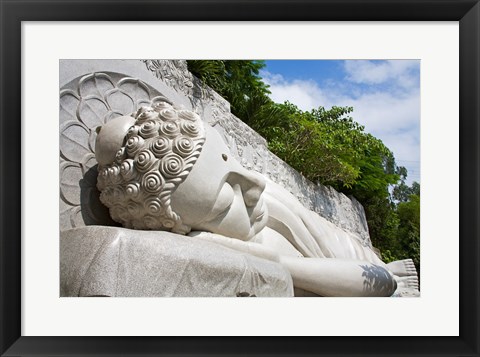 Framed Statue of reclining Buddha, Long Son Pagoda, Nha Trang, Vietnam Print