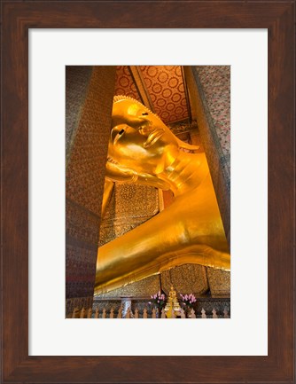 Framed Statue of reclining Buddha in a Temple, Bangkok, Thailand Print