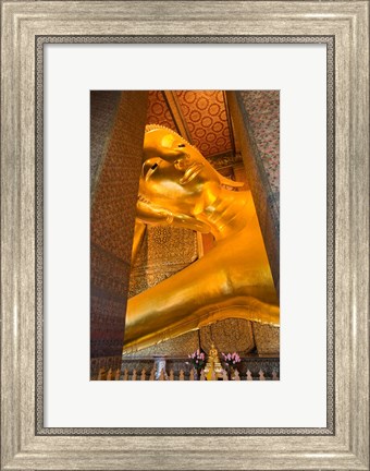 Framed Statue of reclining Buddha in a Temple, Bangkok, Thailand Print