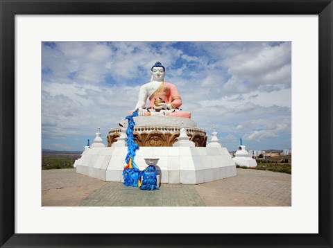 Framed Low angle view of a statue of Buddha, Darkhan, Mongolia Print