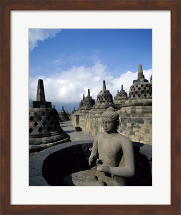 Framed Buddha statue in front of a temple, Borobudur Temple, Java, Indonesia Print