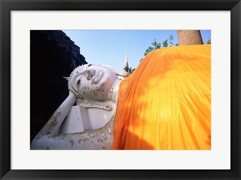 Framed Reclining Buddha, Wat Yai Chai Mongkhon, Ayutthaya, Thailand Print