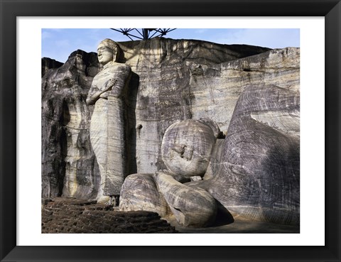 Framed Statues of Buddha carved in rock, Gal Vihara, Polonnaruwa, Sri Lanka Print