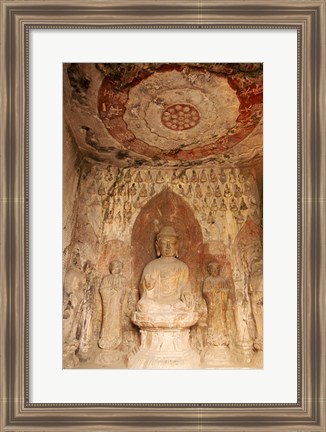Framed Buddha statue, Longmen Buddhist Caves, Luoyang, China Print