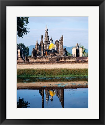 Framed Silhouette of the Seated Buddha Reflected, Wat Mahathat, Sukhothai, Thailand Print