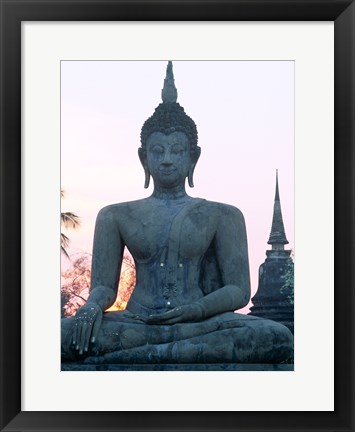 Framed Front view of the Seated Buddha, Wat Mahathat, Sukhothai, Thailand Print