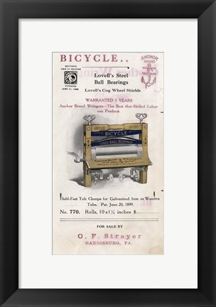 Framed Bicycle Clothes Wringer Print