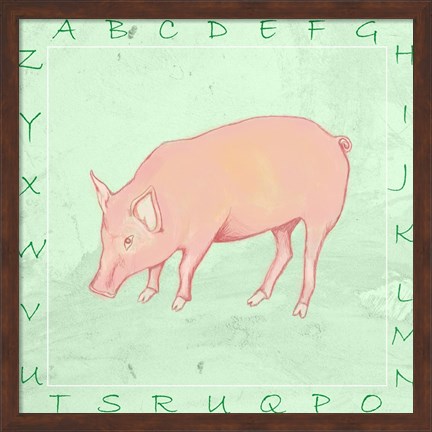 Framed Pig Alphabet Print