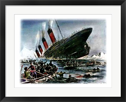 Framed Titanic Sinking Print