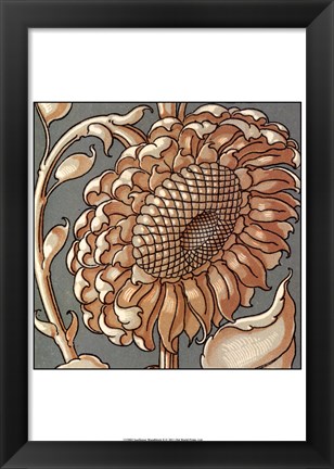 Framed Sunflower Woodblock II Print