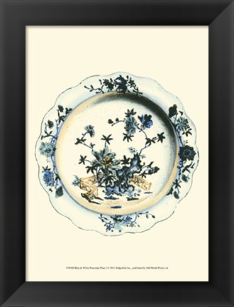 Framed Blue &amp; White Porcelain Plate I Print