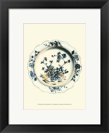 Framed Blue &amp; White Porcelain Plate I Print