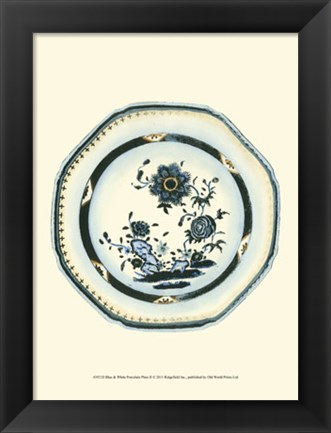 Framed Blue &amp; White Porcelain Plate II Print