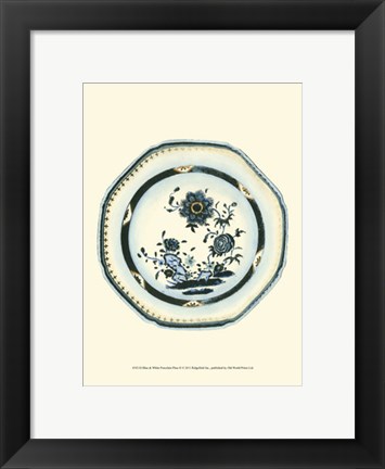 Framed Blue &amp; White Porcelain Plate II Print