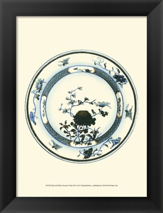 Framed Blue &amp; White Porcelain Plate III Print