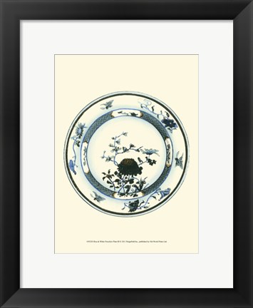 Framed Blue &amp; White Porcelain Plate III Print