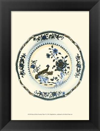 Framed Blue &amp; White Porcelain Plate IV Print