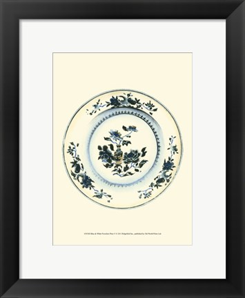 Framed Blue &amp; White Porcelain Plate V Print