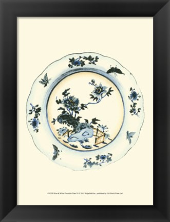 Framed Blue &amp; White Porcelain Plate VI Print