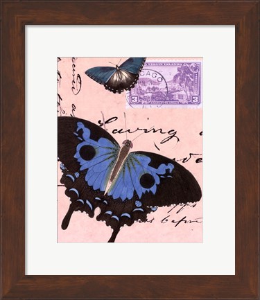 Framed Le Papillon Script V Print