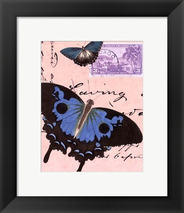 Framed Le Papillon Script V Print