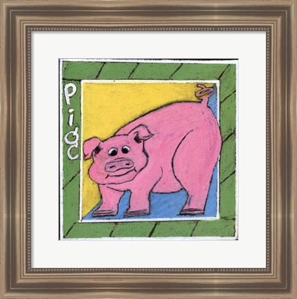 Framed Whimsical Pig Print