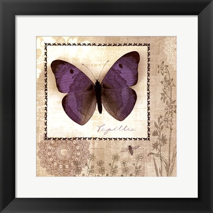 Framed Butterfly Notes I Print