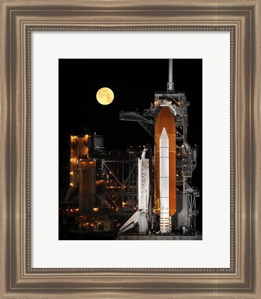 Framed Space Shuttle Discovery under a Full Moon Print