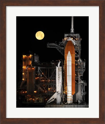 Framed Space Shuttle Discovery under a Full Moon Print