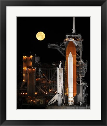 Framed Space Shuttle Discovery under a Full Moon Print