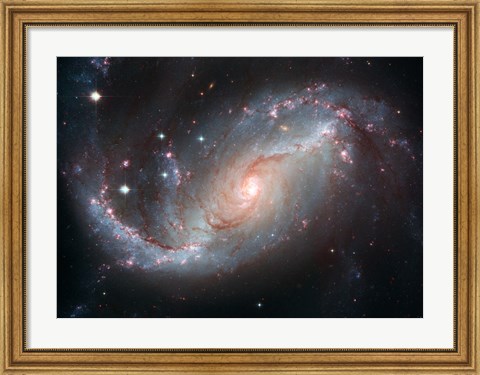 Framed Galaxy’s Star Forming Clouds and Dark Bands of Interstellar Dust Print