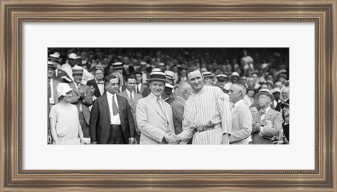 Framed US President Calvin Coolidge Presenting the American League Diploma to Walter Johnson Print