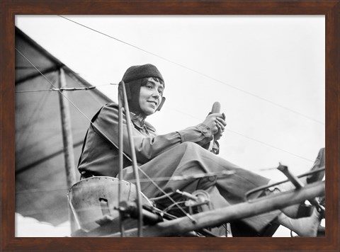 Framed Aviator Helene Dutrieu Seated in Her Airplane Print